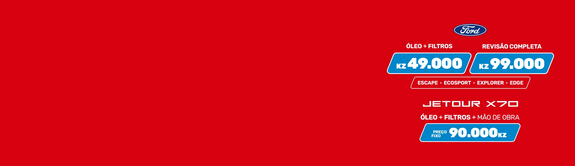  Pacotes de manutenção desde Kz 49.000 